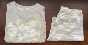So Intimates L (Large) Gray Camouflage Heart Lounge Pajama Pants & Top Set SOFT - Picture 1 of 11