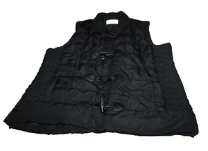 Womens Puffer Vest Jacket Size XL Black Quilted Zips & Button Up Lined Liv Piper - Picture 1 of 7