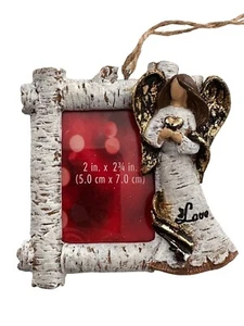 Angel Photo Frame Ornament Love Inscription 2x3 Inch Christmas Decor Birch a - Picture 1 of 5
