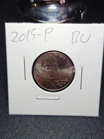 2019 P Jefferson Modified Nickel in Uncirculated Condition in Coin-Flip Cover