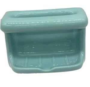 VTG Turquoise Aqua Blue Ceramic Tile-In Wall Mount Bathroom Soap Shower Grab Bar - Picture 1 of 16