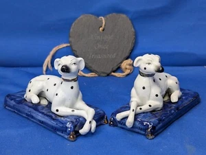 Pair of DALMATIAN DOGS on CUSHIONS * Antique Late 19thC Staffordshire Porcelain - Picture 1 of 14