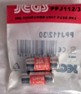 FUSIBILI CARTUCCIA SCATOLA CONSUMO 30AMP X 2 BS1361 - Foto 1 di 2