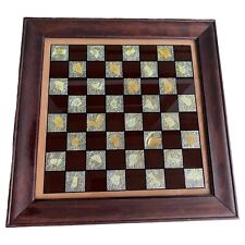 Antique Revers Painted Glass Framed Checkerboard Game Board Wall Hanging ART