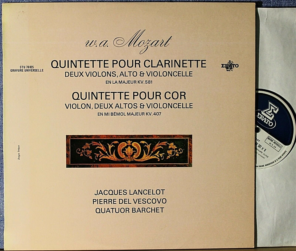 Barchet SQ; etc. Mozart (Clarinet quintet; Horn quintet). Erato STU 70 025. NM Foto 1 de 1