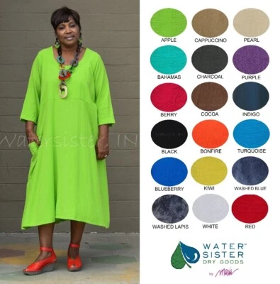 Vestido WATERSISTER Algodón Gasa FELICITY Bolsillo 1(S/M) 2(L/XL) 3(2X+)oh mis COLORES Foto 1 de 4