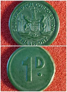 SOUTHAMPTON Inghilterra Trasporto Transit TOKEN 1D 705 BC lotto BR46 - Foto 1 di 4