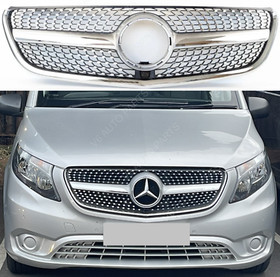 For Mercedes Vito Box W447 116 124 Van Grill Front Bumper Diamond Grille 2014-23