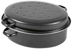 Krüger Gansbräter 42cm 10,5l induktiongsgeeignet emailliert schwarz - Bild 1 von 1