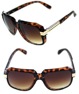 Men's Hip Hop 80's Vintage 607 Brown Lens Sunglasses RUN DMC Brown Gold Retro - Picture 1 of 7