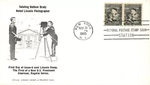 1282 4c ABRAHAM LINCOLN - cachet Lincoln Philatelic Society - con inserto - Foto 1 di 2