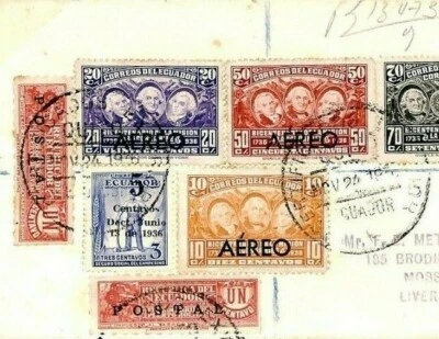 Cubierta ECUADOR *AERO* Sobreimpresión Correo Aéreo Impresionante Franqueo 1935 {samwells}Z94a Foto 1 de 4