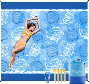 Large Beach Blanket 83" X 79" Family Size Sandproof Mat for 2-8 Adults - Picture 1 of 12