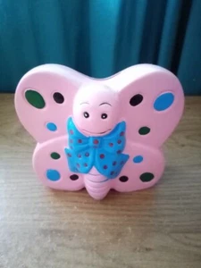 Rosa Schmetterling handbemalt Sparschwein Spardose  - Bild 1 von 2