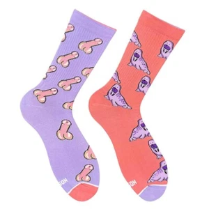 Orange und lila kantige Socken | lustiges Muster Baumwolle | herausragende Modeauswahl - Bild 1 von 3