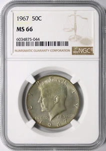 1967 50c Kennedy Silver Half Dollar NGC MS66 - Picture 1 of 4