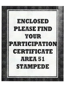 Storm Area 51 Stampede Participation Certificate Alien Nevada Only A Few Left - Bild 1 von 1
