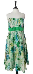 ☆ Monsoon Size 18 New Dress Floral Green Silk Chiffon Bandeau - Picture 1 of 10