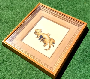Vintage Asian Japanese 3D Cat Nursing Kittens Tokai Art Diorama Painting GUC - Picture 1 of 6