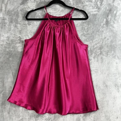 NICOLE MILLER 女式上衣粉色缎面吊带式无袖 XL 码 — 第 1/4 张图片
