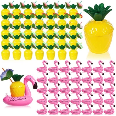 Juego de tazas de piña y flotador de flamenco Hushee, pajitas de flores, favor de fiesta, Luau... Foto 1 de 4