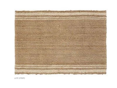 Jute Natural Woven Rug Rectangle Striped Braided Simplistic Runner 100 x 150cm - Image 1 of 3
