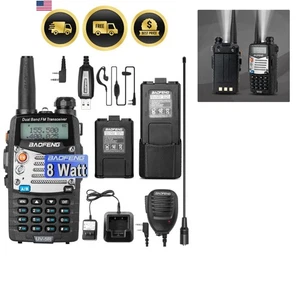 Radioamatore Portatile Dual Band 8W Vhf Uhf Portatile con Batterie e Microfono - Foto 1 di 3