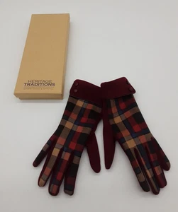 Ladies Heritage Traditions Maroon Tartan Gloves Size Small  New in Box - Picture 1 of 6