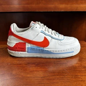 Nike Air Force 1 Shadow SE Womens 9 AF1 White Orange Blue Shoes CQ9503-100 - Picture 1 of 14