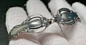 VINTAGE INTERNATIONAL DEEP SILVER 7" TWO SPOON BRACELET H888 - Picture 1 of 15