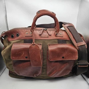 Will Leather Goods Traveler Canvas Leather Travel Duffle Weekender Bag Carry On - Picture 1 of 13