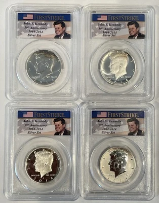2014 Kennedy half dollar proof set, PCGS graded PR70, MS69, MS69, PR69 - Image 1 of 4