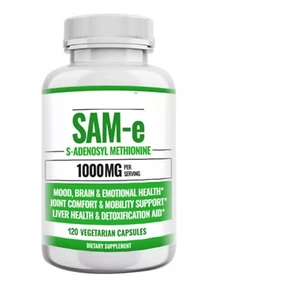 SAM-e 1000mg, High Potency  Anxiety Relief Mood Liver & Joint 120 Caps - Picture 1 of 2