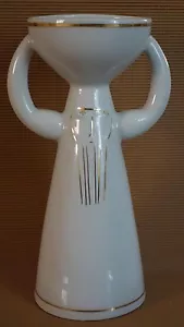 SELTENE RIESIGE VINTAGE NAAMAN PORZELLAN WEISS GLASIERT VERGOLDETE STATUE FIGURALE VASE - ISRAEL - Bild 1 von 12