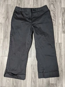 Ann Taylor Womens Size 6 Cuffed Buttoned Pockets Black Capris - Picture 1 of 10