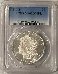 1880-S Deep Mirror Prooflike Morgan Silver Dollar, PCGS MS-63 DMPL - Picture 1 of 10