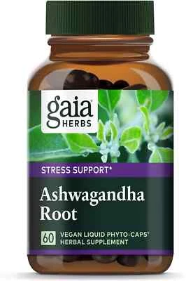 Gaia Herbs Ashwagandha Root - Apoyo al estrés, 60 fito-tapa líquida vegana Foto 1 de 4