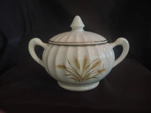 Vintage W.S. George Golden Wheat Sugar Tea Bag Container Cream w/ Gold Trim - Picture 1 of 8