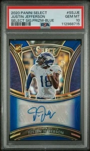 2020 Panini Select Justin Jefferson Rookie Signature Auto Blue Prizm /50 PSA 10 - Picture 1 of 2