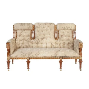 Dollhouse Miniature 1:12 Brown Floral French Settee - Picture 1 of 2