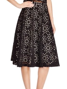 Alice + Olivia Viviana Cutout A-Line Skirt Black Size 2 A003 - Picture 1 of 7