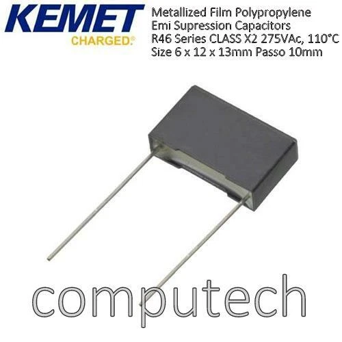 1 pezzo Condensatore Polipropilene 100nF 275 V Ac KEMET R46 Class X2, passo 10mm