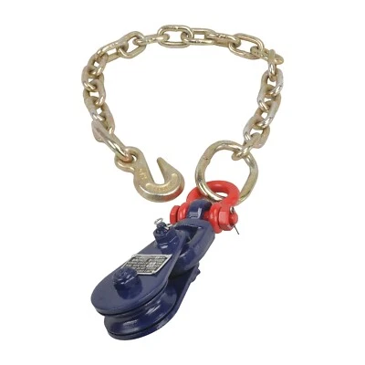 2 Ton 3" Snatch Block w/ Shackle & 2' Tow Chain Carrier Cable Anchor Wrecker Car - Image 1 of 4