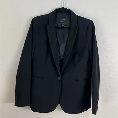 J Crew Womens 10 Parke Black Bi Stretch Blazer Single Button Suit Jacket - Image 1 of 4
