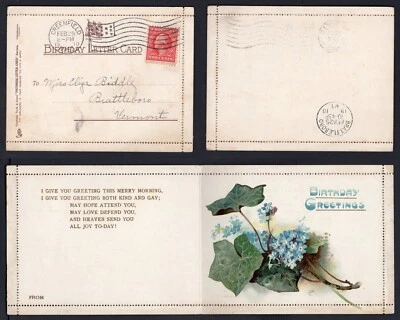 USA Greenfield Mass 1910 Flag on Birthday Letter Card. By Raphael Tuck - Image 1 of 4