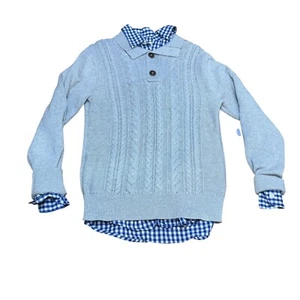 NWT GAP Kids Cable Knit Sweater & Woven Long Sleeve Button Sweater Set XL 14/16 - Picture 1 of 9