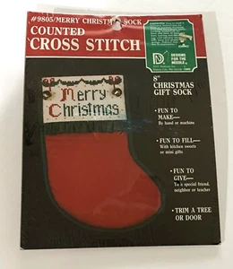 Calcetín de regalo de Navidad Designs for Needle 1986 kit de medias punto de cruz contado 8" - Imagen 1 de 1