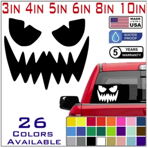 Pumpkin Face Vinyl Decal - Halloween Creepy Smile Scary - Die Cut Sticker (S3) - Picture 1 of 8
