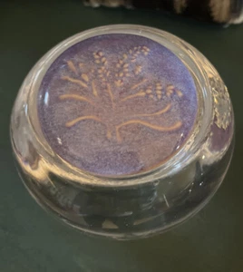 PARTYLITE Unwind Glass & Purple Ceramic Votive Candle Holder Paperweight P8577 - Picture 1 of 5
