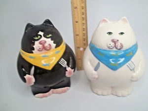 VINTAGE - CLAY ART SAN FRANCISCO - FAT CAT SALT OR PEPPER SHAKERS - 1992 - Picture 1 of 8